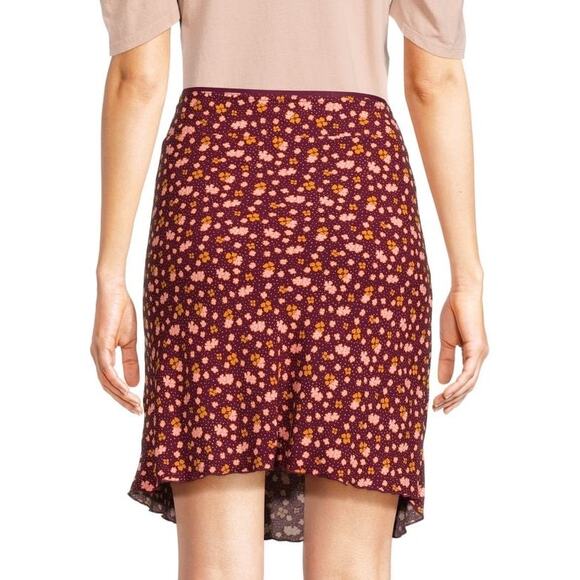 Free People IRL Floral Print Mini Slip Skirt in Plum Combo Size 10 - Picture 1 of 12